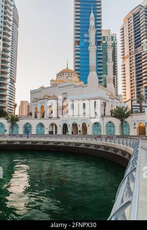 Mohammed Bin Ahmed Almulla Mosque in Dubai Marina, UAE Stock Photo