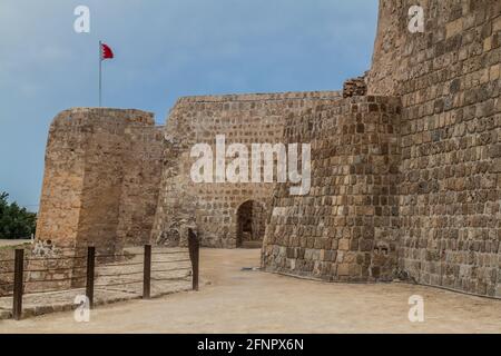 Walls of Bahrain Fort Qal'at al-Bahrain in Bahrain Stock Photo