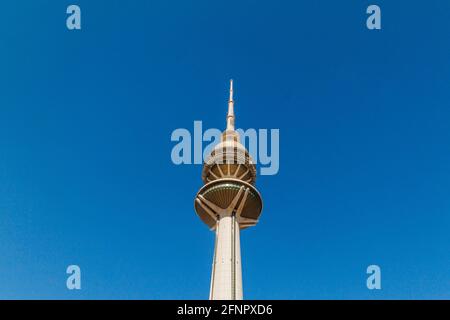 View of the Liberation Tower in Kuwait Stock Photo