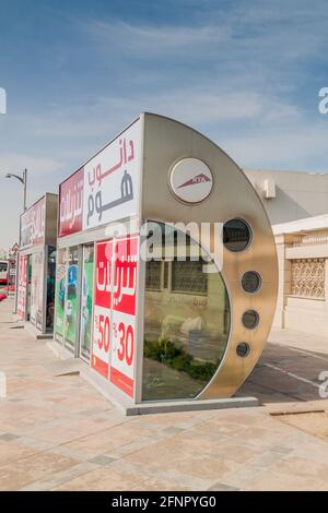 DUBAI, UAE - MARCH 12, 2017: Air conditioned bus stop in Dubai, United Arab Emirates Stock Photo