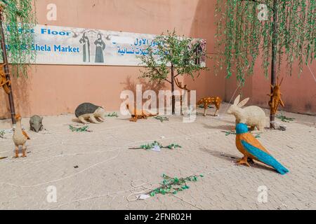 KUWAIT CITY, KUWAIT - MARCH 18, 2017: Sculptures of plants and animals at the central Souq in Kuwait City Stock Photo