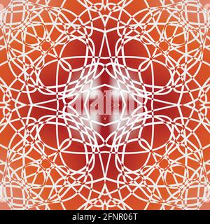 Square symmetric geometric red fine patterned tile in art deco design Stock Vector