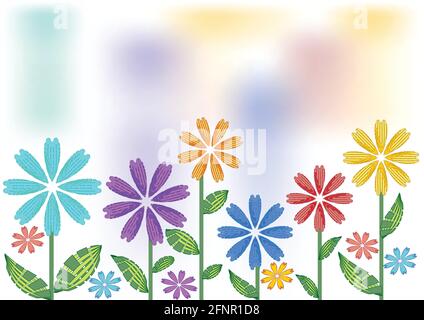 Spring cheerful background with futuristic flowers and place for own text Stock Vector