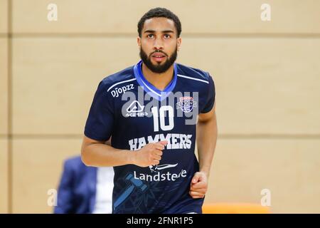 ZWOLLE, NETHERLANDS - MAY 18: Yaslin Joseph of Landstede Hammers Zwolle during the DBL semi final play offs match between Landstede Hammers and ZZ Leiden at Landstede sportcentrum on May 18, 2021 in Zwolle, Netherlands (Photo by Albert ten Hove/Orange Pictures) Stock Photo