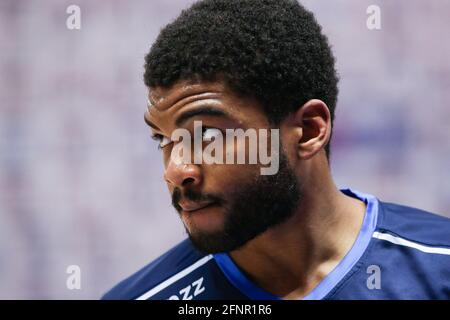 ZWOLLE, NETHERLANDS - MAY 18: Kayel Locke of Landstede Hammers Zwolle during the DBL semi final play offs match between Landstede Hammers and ZZ Leiden at Landstede sportcentrum on May 18, 2021 in Zwolle, Netherlands (Photo by Albert ten Hove/Orange Pictures) Stock Photo