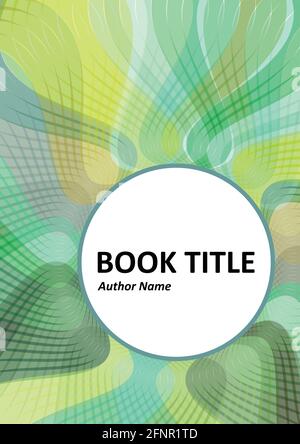 Book, brochure or flyer cover design with waved overlapping strips in green color Stock Vector