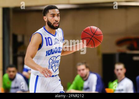 ZWOLLE, NETHERLANDS - MAY 18: Yaslin Joseph of Landstede Hammers Zwolle during the DBL semi final play offs match between Landstede Hammers and ZZ Leiden at Landstede sportcentrum on May 18, 2021 in Zwolle, Netherlands (Photo by Albert ten Hove/Orange Pictures) Stock Photo