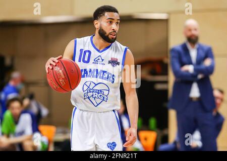 ZWOLLE, NETHERLANDS - MAY 18: Yaslin Joseph of Landstede Hammers Zwolle during the DBL semi final play offs match between Landstede Hammers and ZZ Leiden at Landstede sportcentrum on May 18, 2021 in Zwolle, Netherlands (Photo by Albert ten Hove/Orange Pictures) Stock Photo