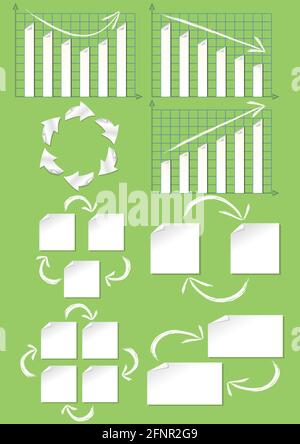 A set of presentation infographic elements in cutting paper design with grunge arrows Stock Vector