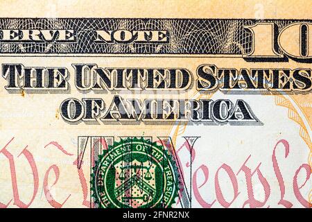 Close up shot of details of dollar banknote Stock Photo