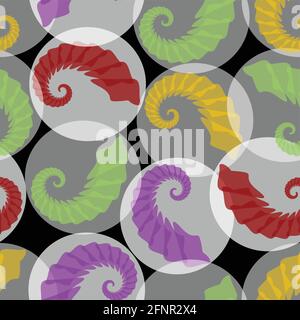 Abstract seamless phantasy background with grubs in translucent circles Stock Vector