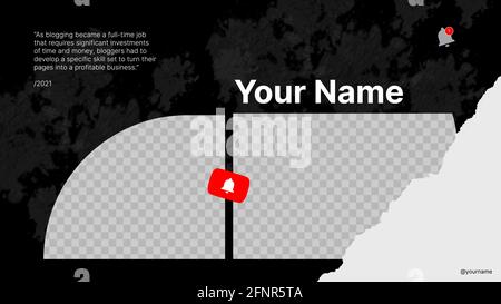 Horizontal Ragged Banner with Nickname Spot. Template for Personal Blog Account on Video Platform. Put Your Content under Background. Vector illustration Stock Vector