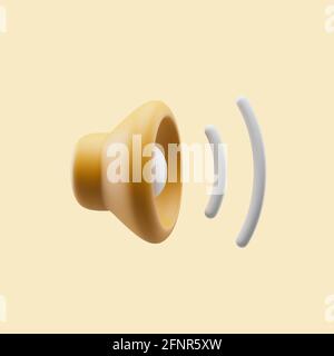 Speaker icon with max volume simple 3d render illustration on pastel background with soft shadows Stock Photo