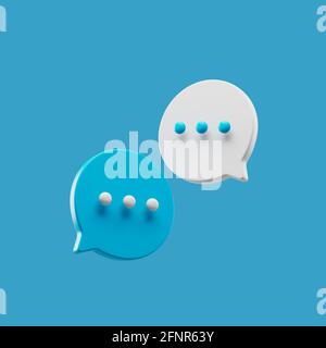 Chat discussion icons simple 3d render illustration isolated on blue background with soft shadows Stock Photo