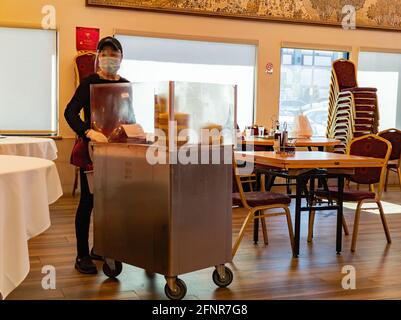 Las Vegas, JAN 30, 2021 - Interior view of the New Asian BBQ dim sum restaurant Stock Photo