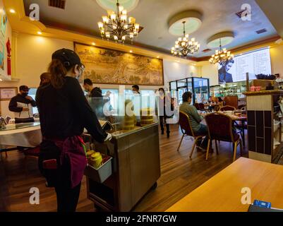 Las Vegas, JAN 30, 2021 - Interior view of the New Asian BBQ dim sum restaurant Stock Photo