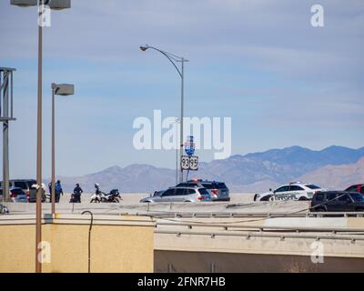 Las Vegas, FEB 15, 2021 - Police was handling a condition on highway Stock Photo