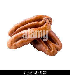 Isolated two pecan nuts on white Stock Photo