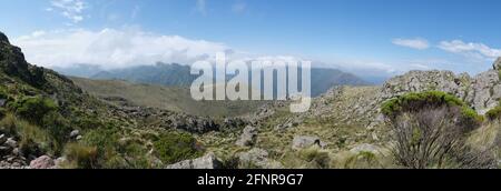 a panoramic view of view from the top of the Uritorco mountain in Capilla Del Monte Stock Photo