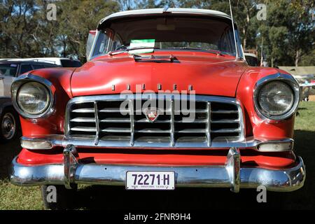 East Kurrajong, NSW, Australia - 16 May 2021. The front view of a vintage Holden FC automobile, made in Australia between 1958 and 1960. Stock Photo