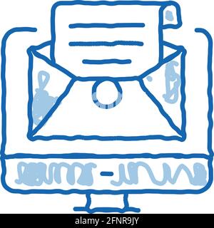 accept incoming mail administrator doodle icon hand drawn illustration Stock Vector