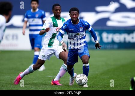 ZWOLLE, NETHERLANDS - MAY 16: Kenneth Paal of PEC Zwolle, Patrick Joosten of FC Groningen during the Dutch Eredivisie match between PEC Zwolle and FC Stock Photo