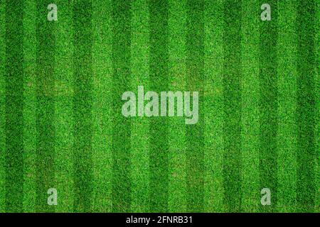 Green lawn soccer, football field. Striped grass texture for sport background. Stock Photo