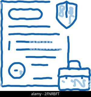 insurance policy doodle icon hand drawn illustration Stock Vector