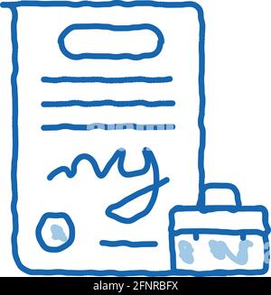 contract policy doodle icon hand drawn illustration Stock Vector