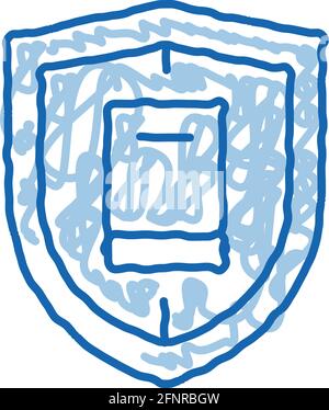shield policy doodle icon hand drawn illustration Stock Vector