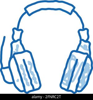 headphones accessories doodle icon hand drawn illustration Stock Vector