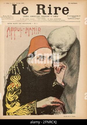 Cover page of 'Le Rire', May 1897, Sultan Abdul Hamid II, Private Collection Stock Photo