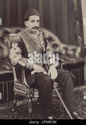 Portrait of Sultan Abdul Hamid II (1842-1918) , the 34th Sultan of the Ottoman Empire, Private Collection Stock Photo