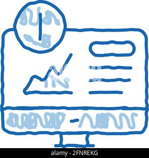 analytics infographic on computer screen doodle icon hand drawn illustration Stock Vector