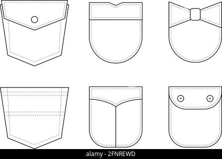 Patch pocket. Set of uniform patch pockets shapes for clothes, dress,  shirt, casual denim style. Isolated icons Stock Vector Image & Art - Alamy