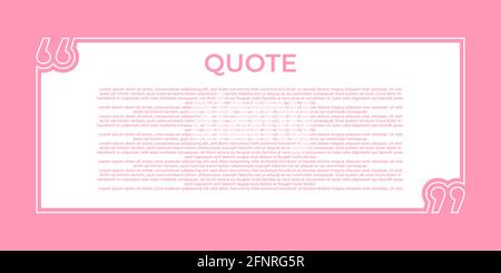 Illustration vector of quote background. Remark quote text box poster template concept. blank empty frame citation. Quotation paragraph symbol icon. Stock Vector