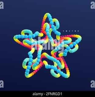 Star formed by many spheres. Connection Structure. 3d vector illustration. Stock Vector