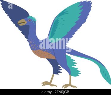 Cute cartoon doodle microraptor, isolated on white background.  Stock Vector