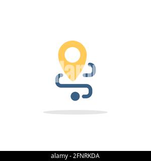 Location. Map and navigation. Color icon with shadow. Commerce glyph vector illustration Stock Vector