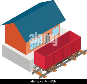 Coal wagon icon. Isometric illustration of coal wagon vector icon for web Stock Vector