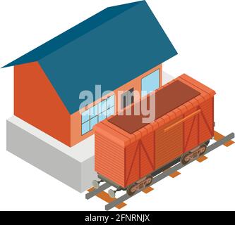 Train wood wagon icon. Isometric of Train wood wagon vector icon for ...