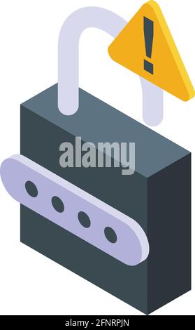 Padlock password protection icon. Isometric of Padlock password protection vector icon for web design isolated on white background Stock Vector