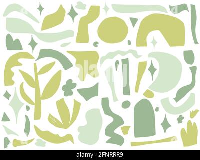 Abstract doodle shapes. Contemporary hand drawn geometric objects trendy design, scribble mega set boho style. Vector illustration. Stock Photo