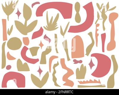 Abstract doodle shapes. Contemporary hand drawn geometric objects trendy design, scribble mega set boho style. Vector illustration. Stock Photo