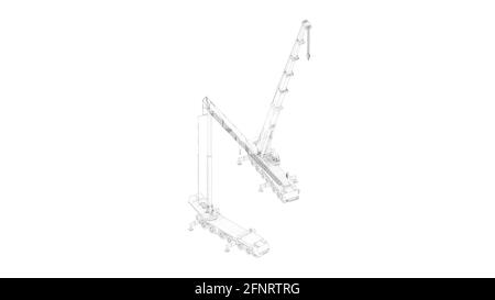 3D rendering of two cranes isolated on white background Stock Photo