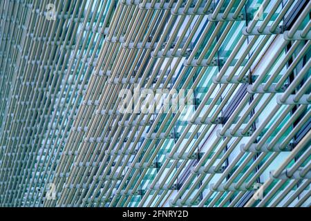 Textured background of metal bars on building Stock Photo