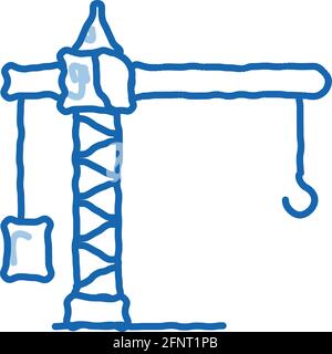 engineering crane doodle icon hand drawn illustration Stock Vector ...