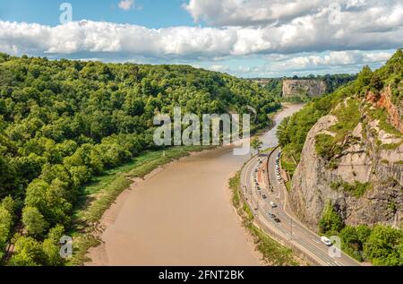 View from the Clifton Suspension Bridge into the Avon River Valley, Bristol, Somerset, England Stock Photo