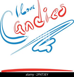 I love Candies vector. Candy Shop, Store Logo, T-Shirt Print, hand drawn, hand-painted. Stock Vector