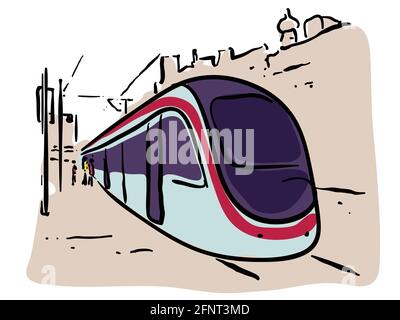 High speed train at station vector illustration Stock Vector